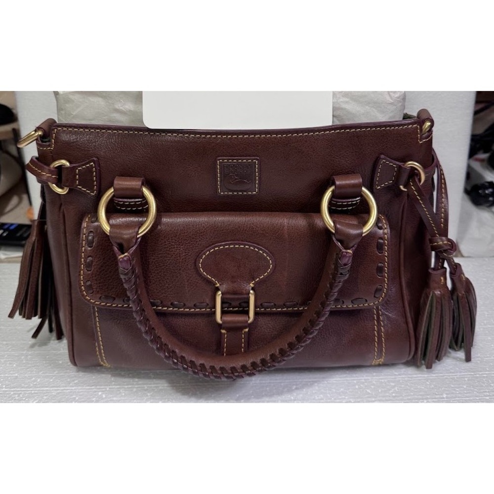 Dooney & Bourke Florentine Leather Satchel Bordeaux Brown Tassel Handbag NEW